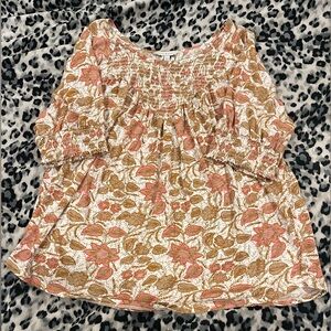 Lucky Brand Pink and Brown Floral Top